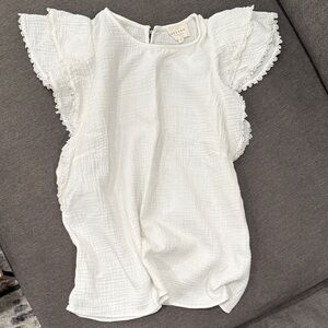 Elegant White Blouse with Lace Trim